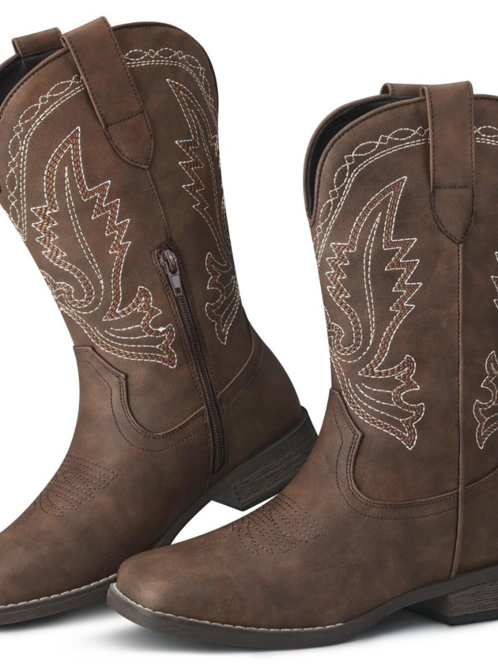 Women's Western Cowboy Boots: Square Toe Comfortable Wide Mid-Calf